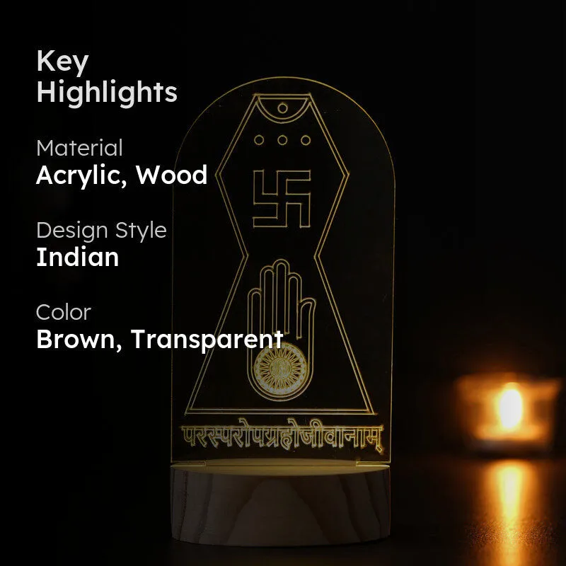 Jain Prayer LED Acrylic Table Lamp - Brown,Transparent media 2