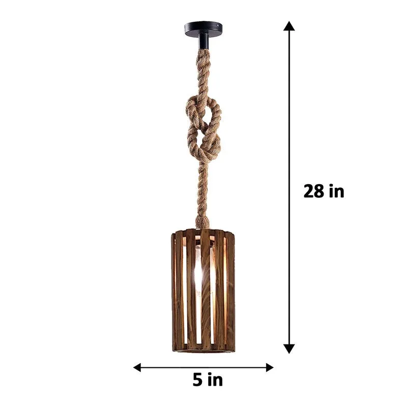 CageLite Wooden Ceiling Lamp - Brown media 9