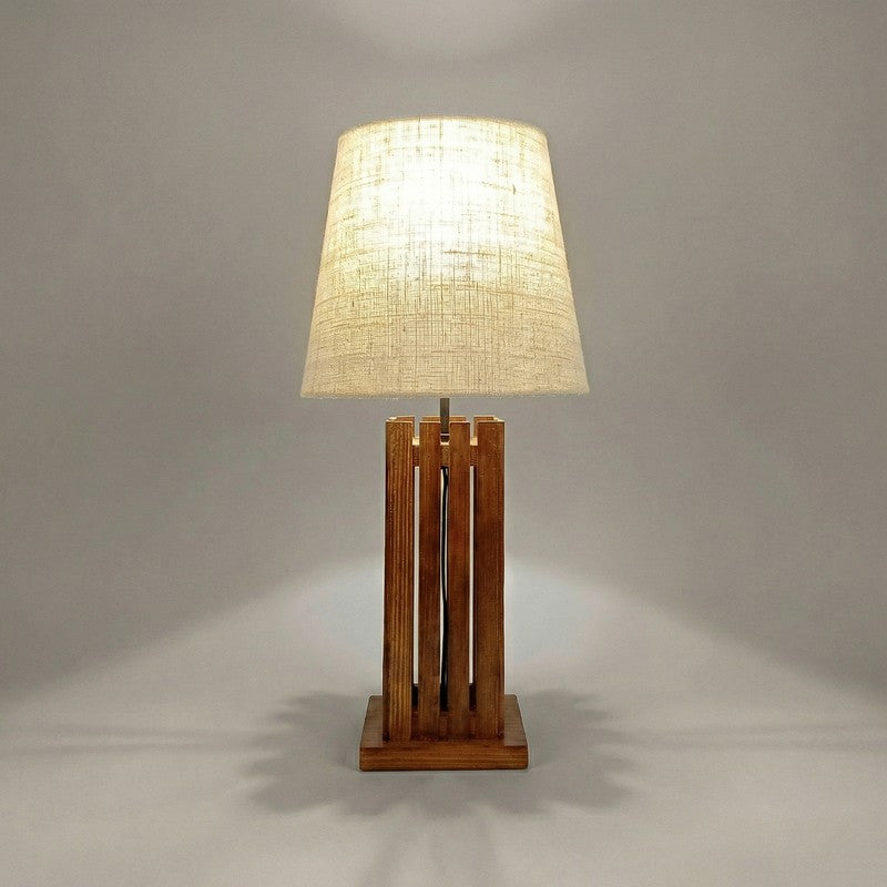 Ivory Beam Wooden Table Lamp media 5