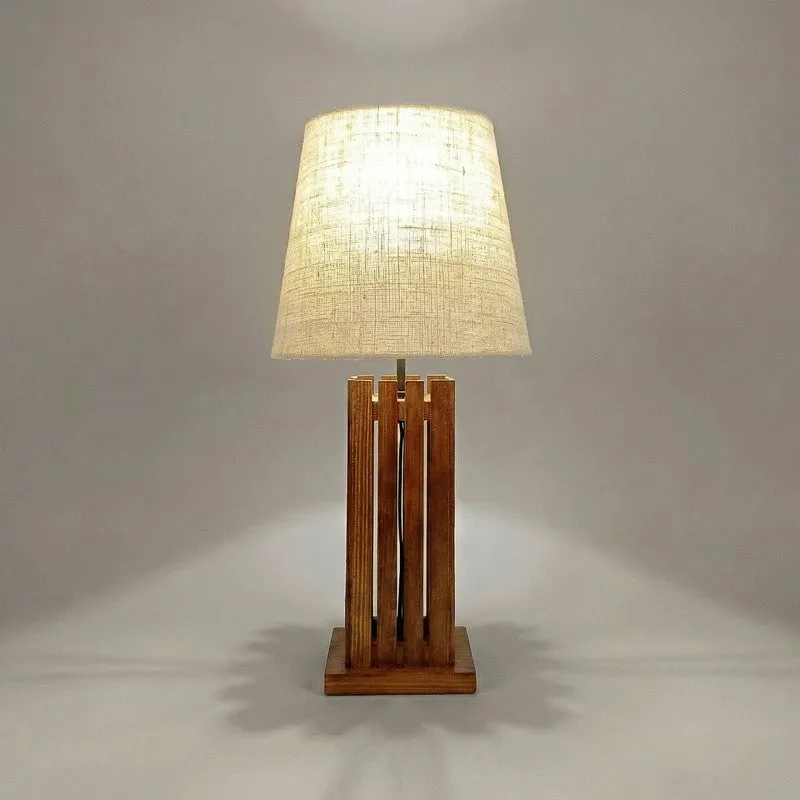 Ivory Beam Wooden Table Lamp media 5