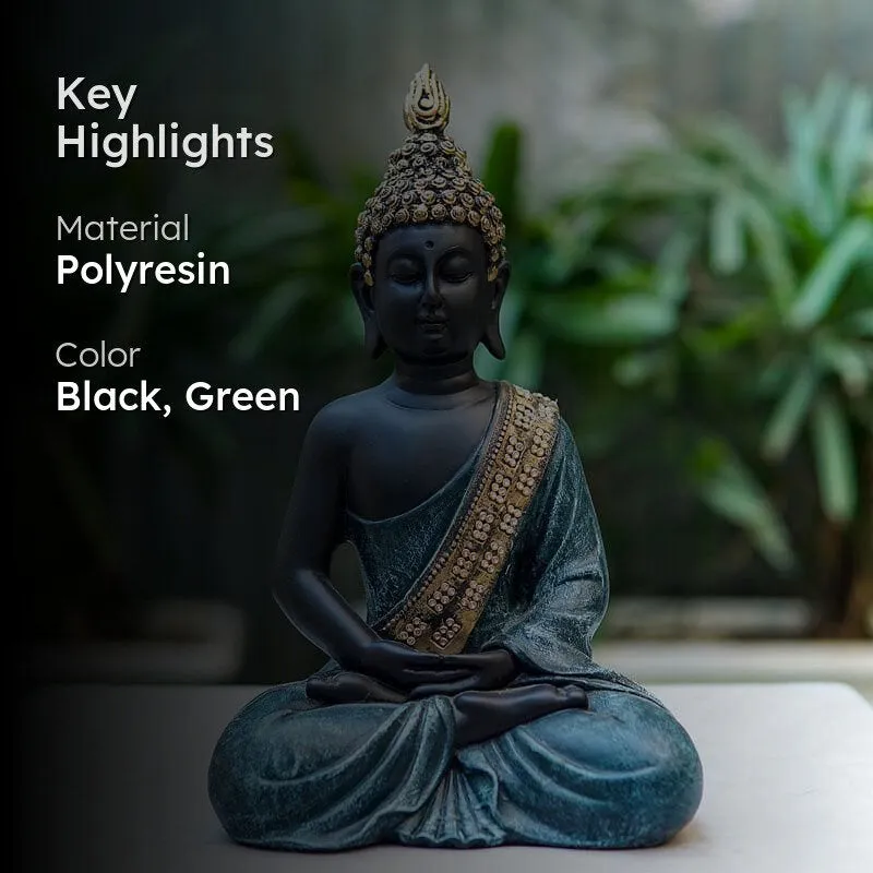 Buddha In Meditation Statue- Green media 2