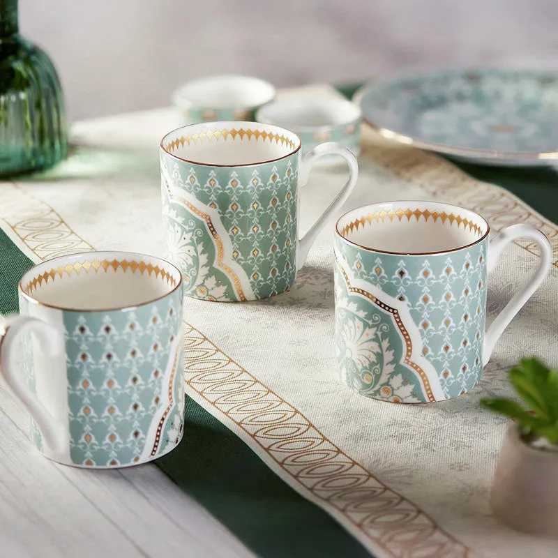 India Circus Bone China Tea Cup (220 mL Each),Green) - Set Of Six media 3