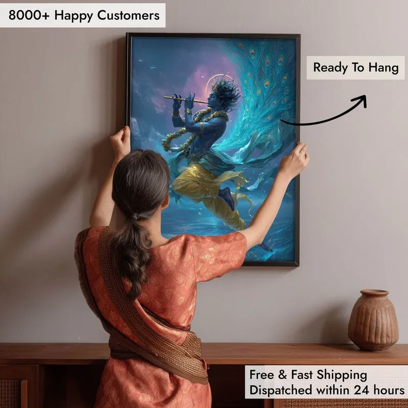 Lord Krishna in Celestial Radiance Archival Paper Wall Art media 5