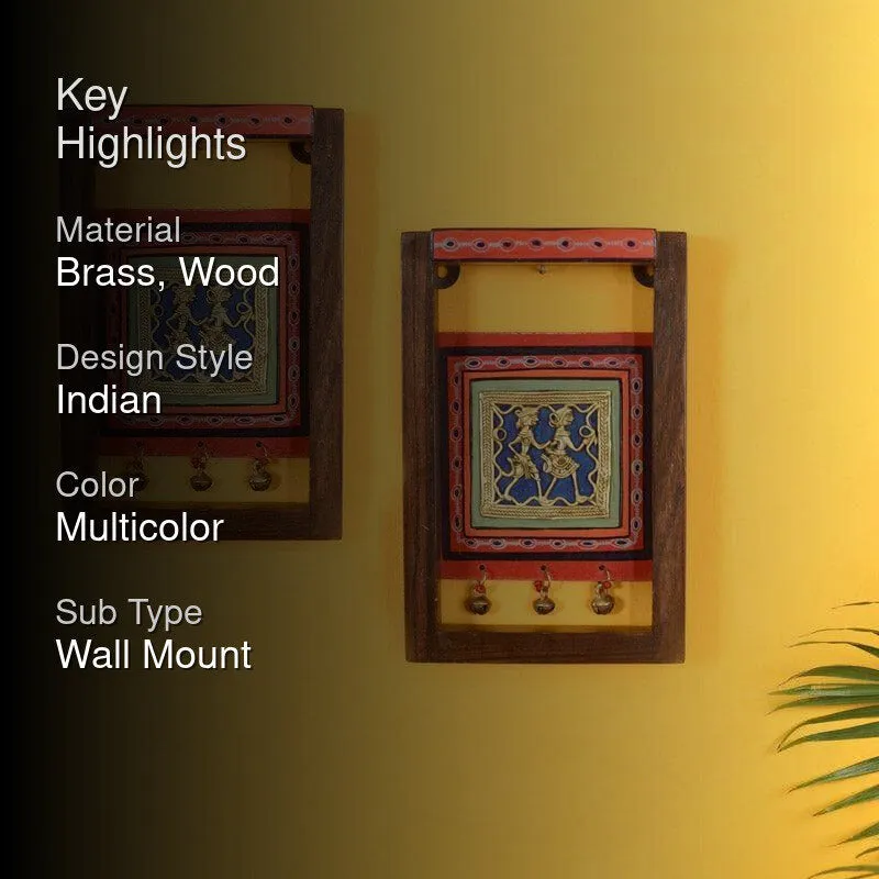 Ethnic Mara Wall Accent Wooden & Brass Wall Accent - Set Of Two media 2
