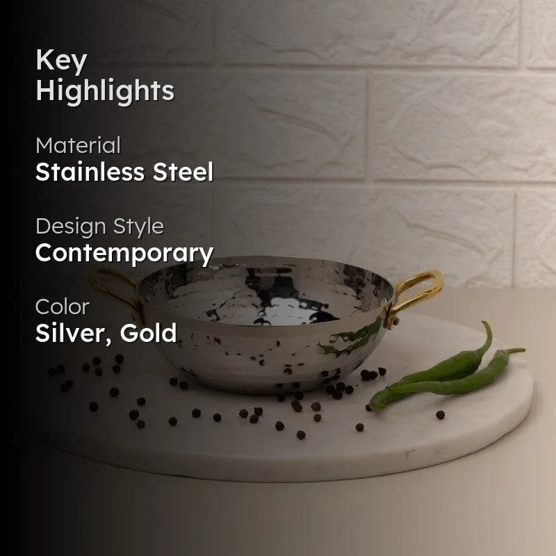 Vintage Allure Hammered Kadhai Serving Pot - 800 ML media 2