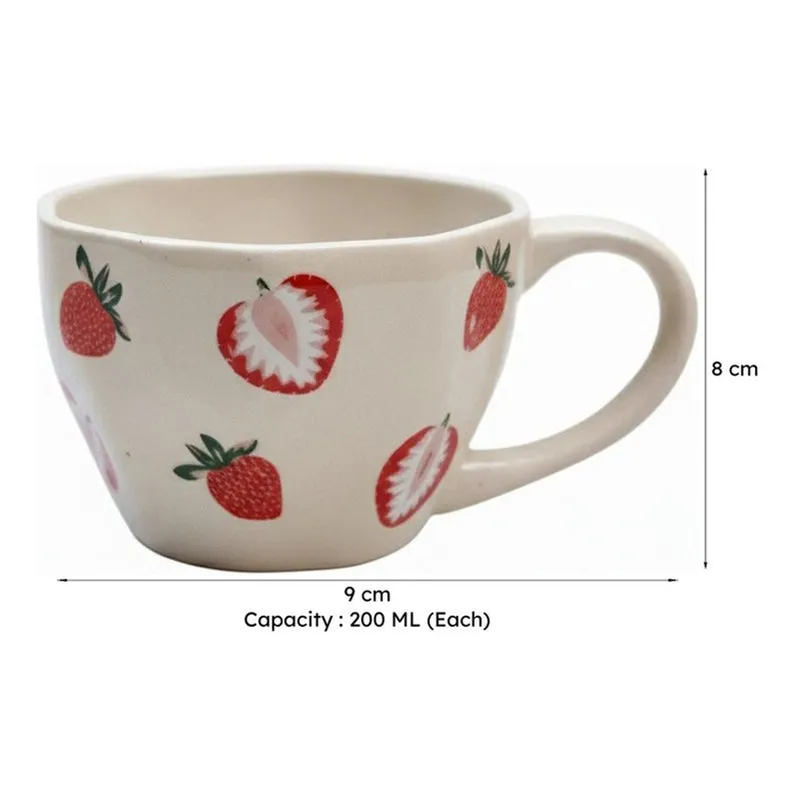 Strawberry Ceramic Tea Cup (200 mL Each) - Set of Two media 5