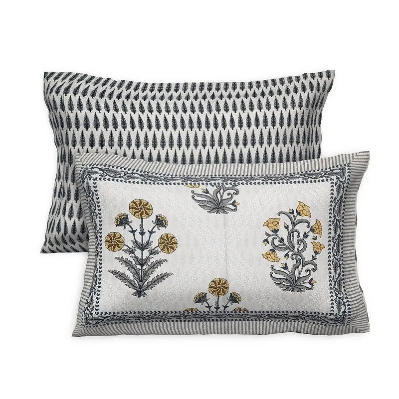 Brynn Floral Cotton Bedsheet (Grey) - 160 TC media 5