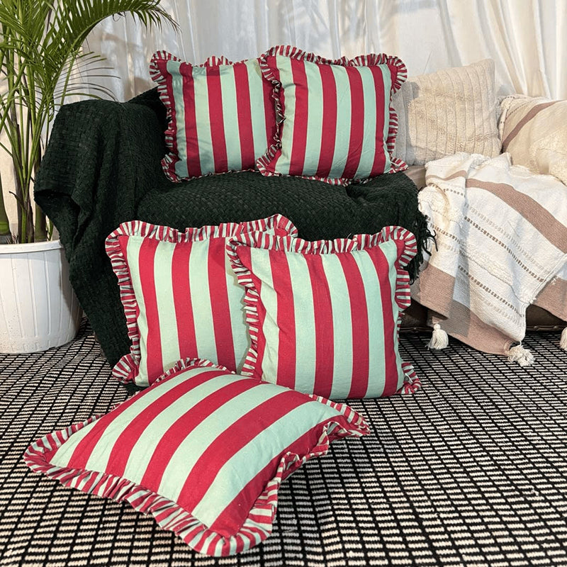 Stripe II Cushion Cover (Brown) - Set Of Five