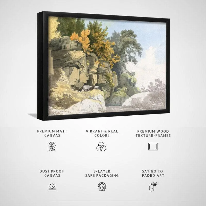 Stream In The Woods Canvas Wall Painting - Black Frame media 6