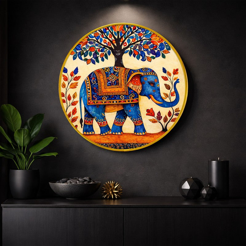 Vibrant Elephant Ethnic Paper Wall Art