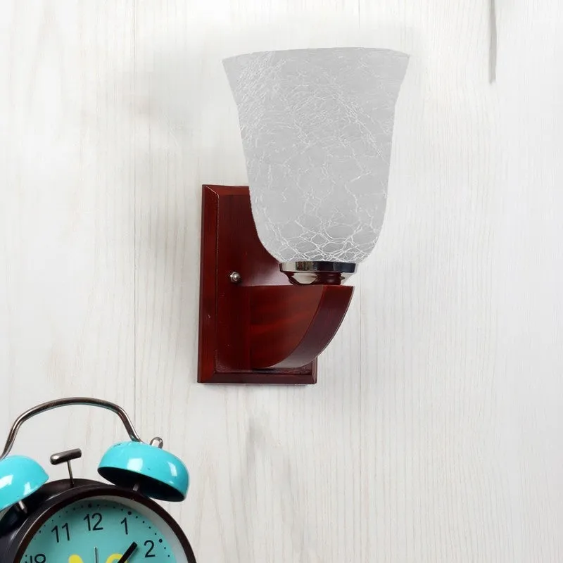 Crystal Bloom Wooden Base Glass Wall Lamp media 4