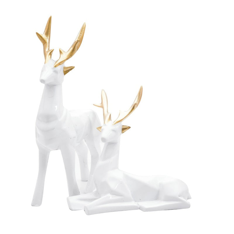 Deer Repose Showpiece (White) - Set Of Two media 4