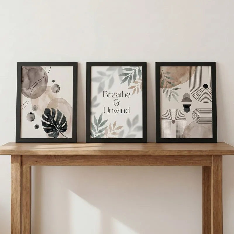Urban Jungle Minimal Wall Painting With Frame - Set Of Three media 3