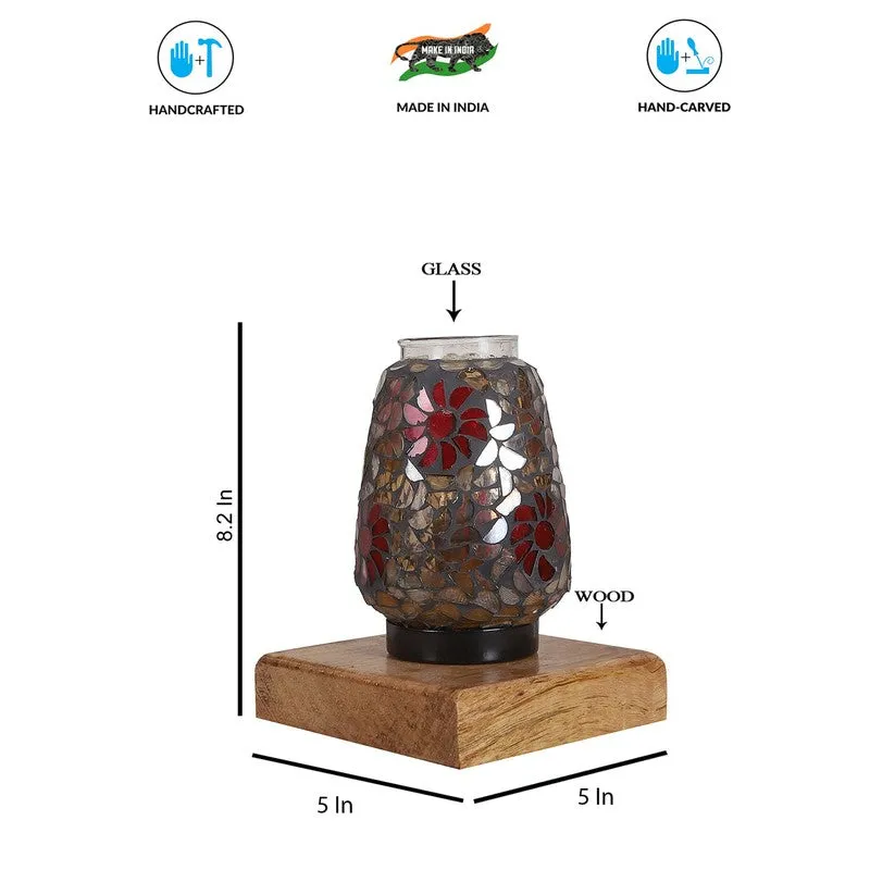 Lumen Mosaic Glass Table Lamp With Wooden Base - Multicolor media 9