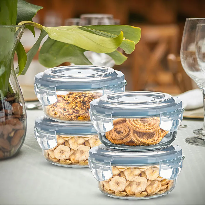 Bergner Glass Guard Airtight Glass Tiffin Box (Blue/400 mL) - Set Of Four media 1