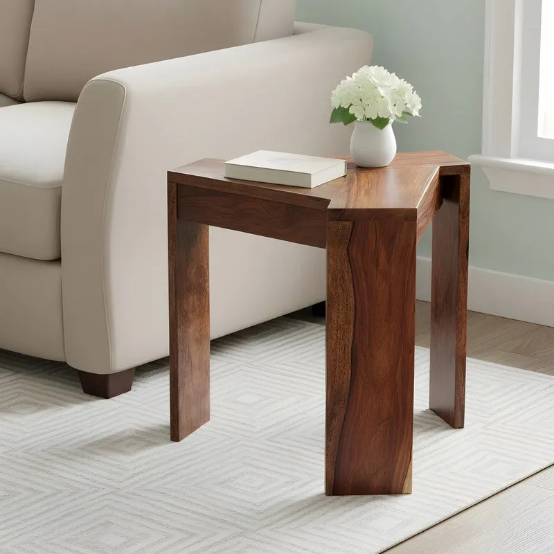 Hverox Sheesham Wooden Side & Bedside Table - Brown media 1