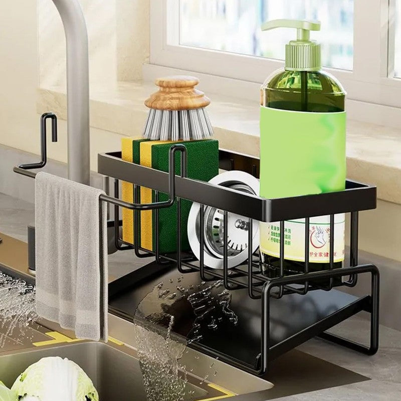 Stainless Steel Kitchen & Bathroom Organizer Rack - Black media 5