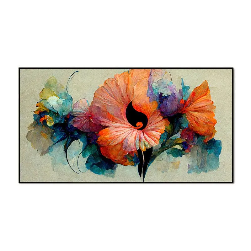 Flora Flames Floral Canvas Wall Painting With Frame - Black media 5
