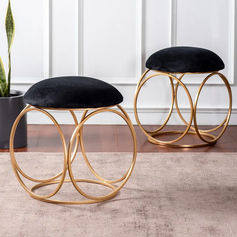 Adina Velvet Stool (Black & Gold) - Set Of Two media 1