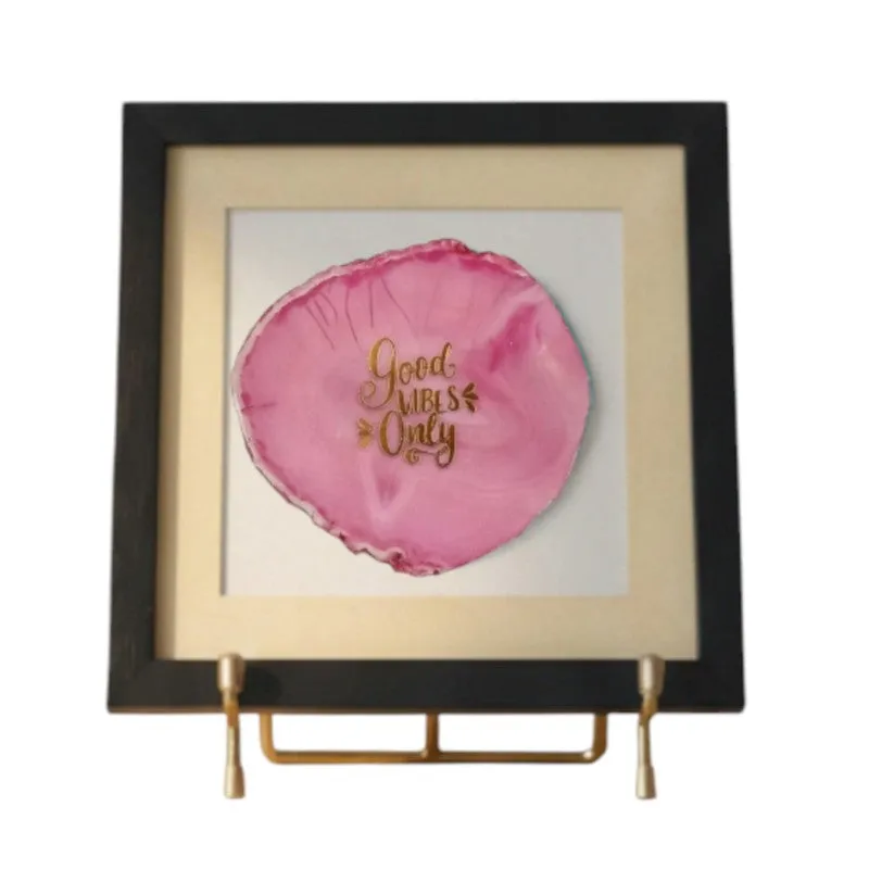Good Vibes Only Agate Showpiece - Pink media 6