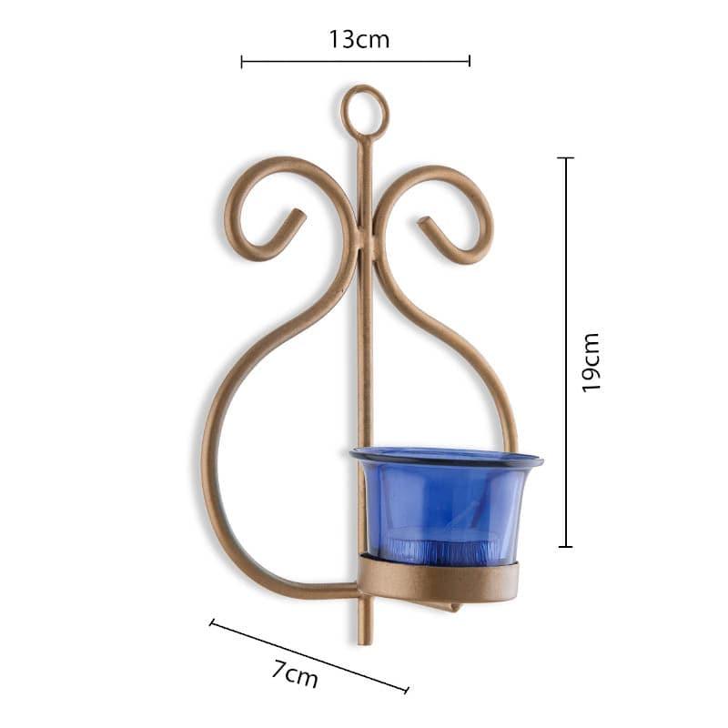 Seina Gold Frame Sconce Candle Holder (Blue) - Set Of Two media 5