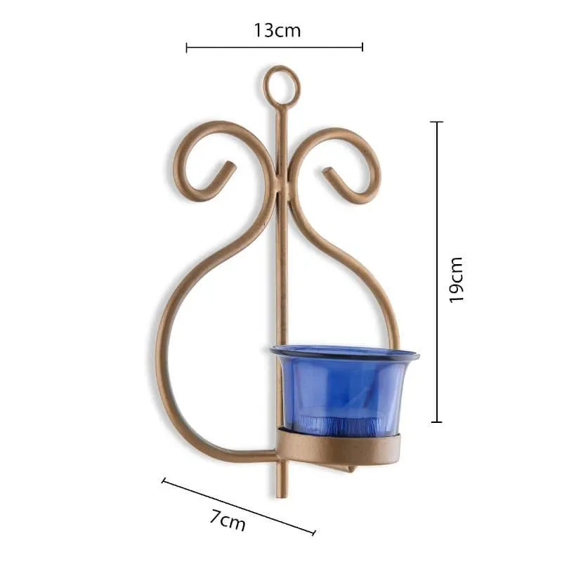 Seina Gold Frame Sconce Candle Holder (Blue) - Set Of Two media 5