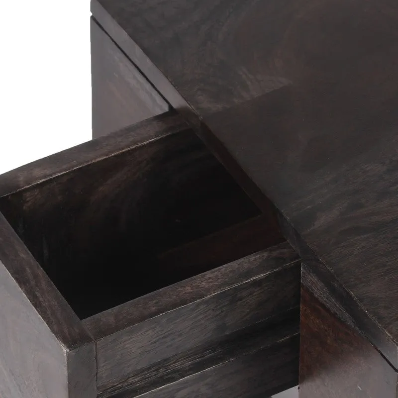 Nverox Sheesham Wooden Side & Bedside Table - Brown,Black media 4