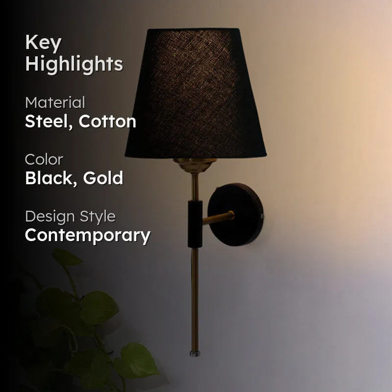 Beryll Steel & Cotton Wall Lamp - Black media 2