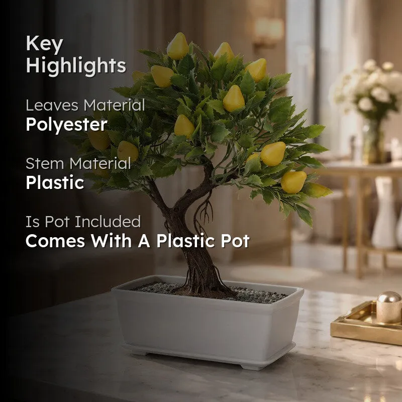 Leafora Lemon Artificial Plant With Plastic Pot(Yellow) - 0.8 Feet media 2