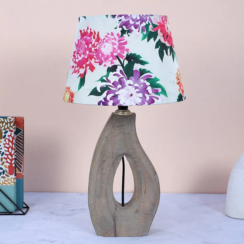 Miyabi Runes Printed Mango Wood Table Lamp - Multicolor media 2