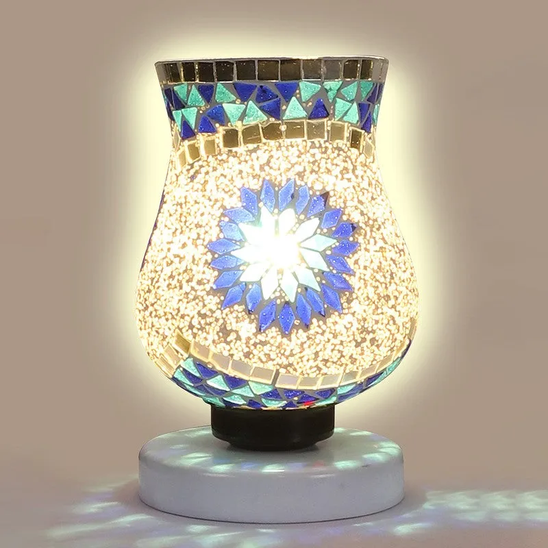 Skylune Mosaic Glass Table Lamp With Wooden Base - Multicolor media 7