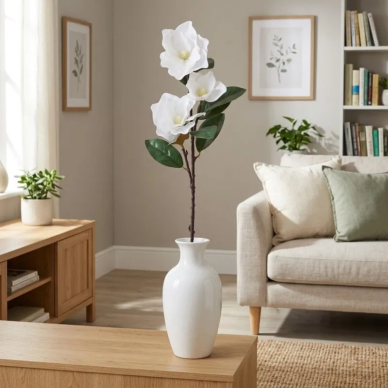 Floreva Magnolia Silicone Artificial Flower - White media 1