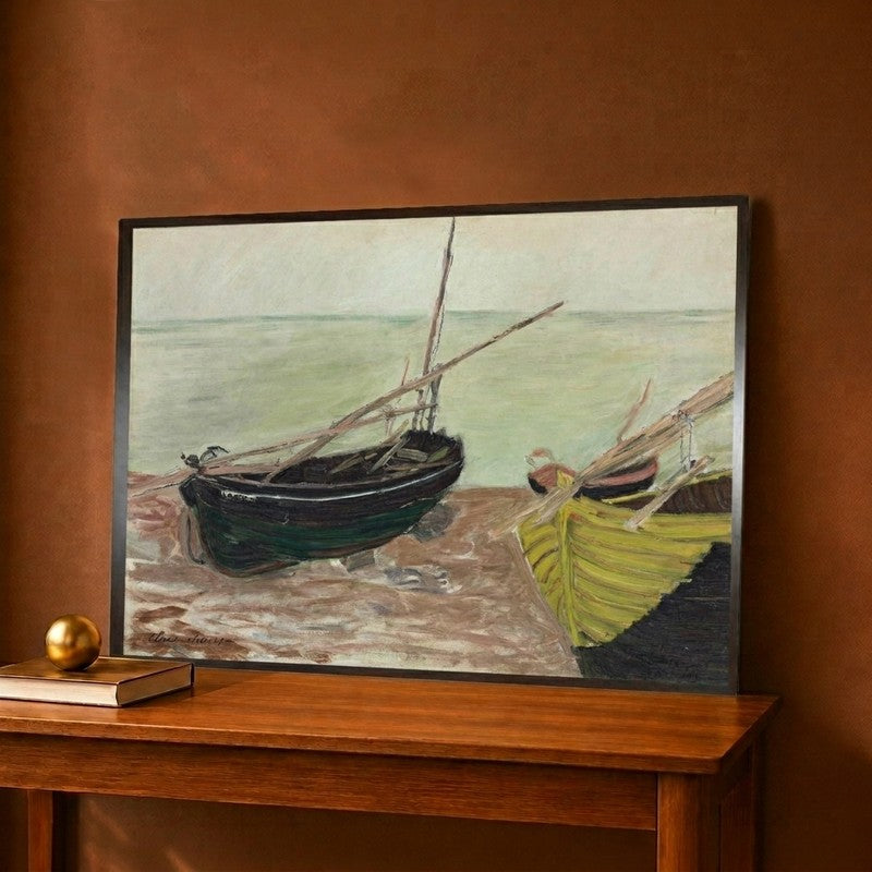 Etude De Bateaux Sur La Plage D'etretat Canvas Wall Painting - 12 x 9 Inches