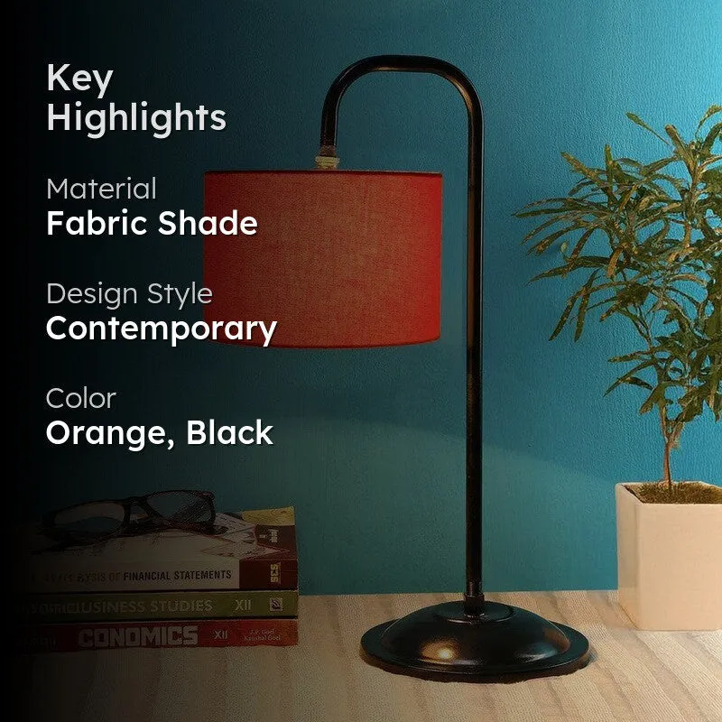 Flynn Arch Fabric Table Lamp - Orange,Black - 2