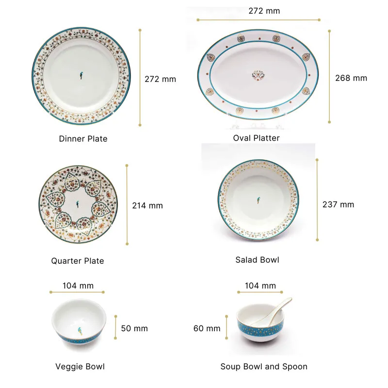 Gilded Mavi 24k Gold Brushed Porcelain Dinner Set - 33 Piece Set media 14