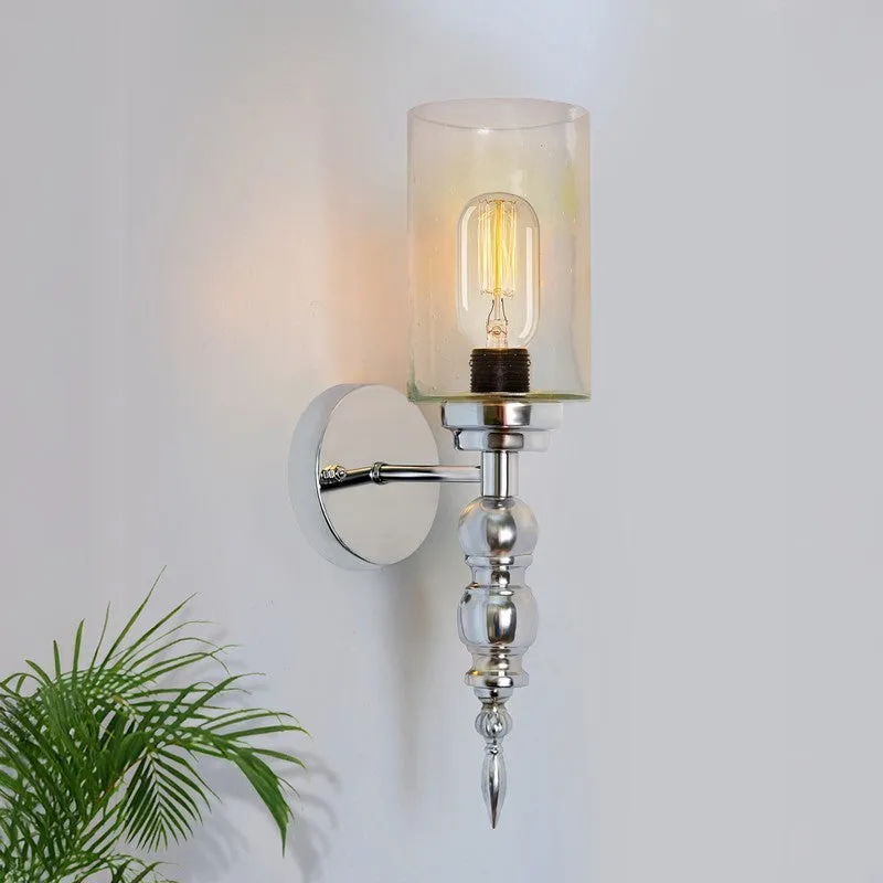 AuraGlow Versatile Glass & Metal Wall Lamp (Silver) - Set Of Two media 2