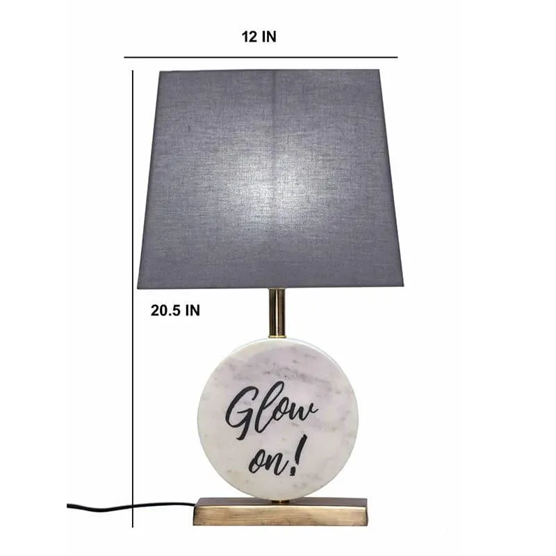 Glow On Marble & Brass Base Fabric Table Lamp - Grey,White media 4