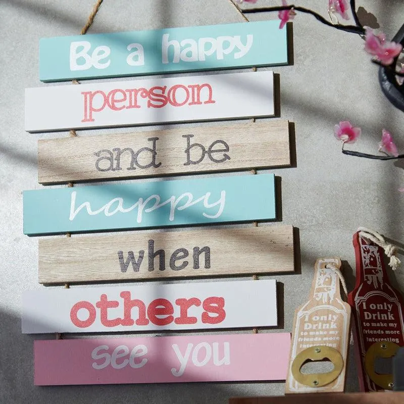 Be A Happy Person Motivational Quote Wooden Wall Accent media 1