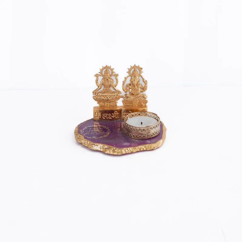 Laxmi Ganesha Kripa Tealight Candle Holder - Purple media 4