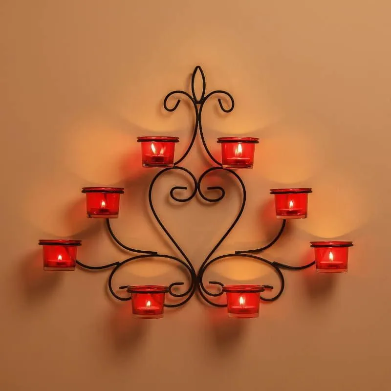 Floral Candle Holder - Red media 1