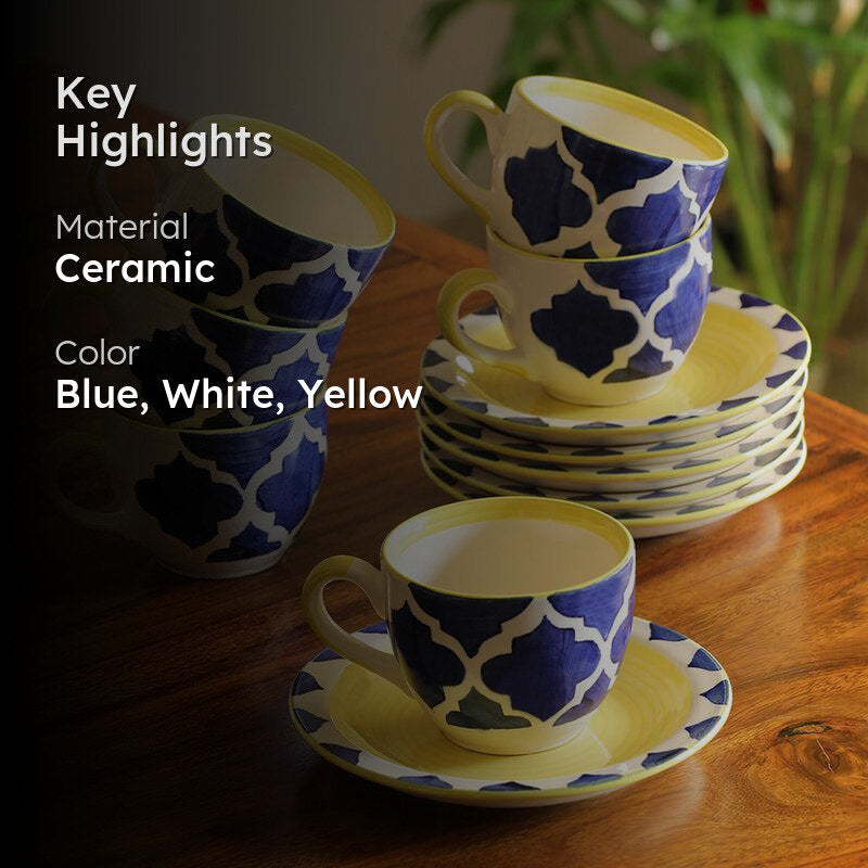 Moroccan Dream Tea Cup & Saucer (150 ML) - Twelve Piece Set media 2