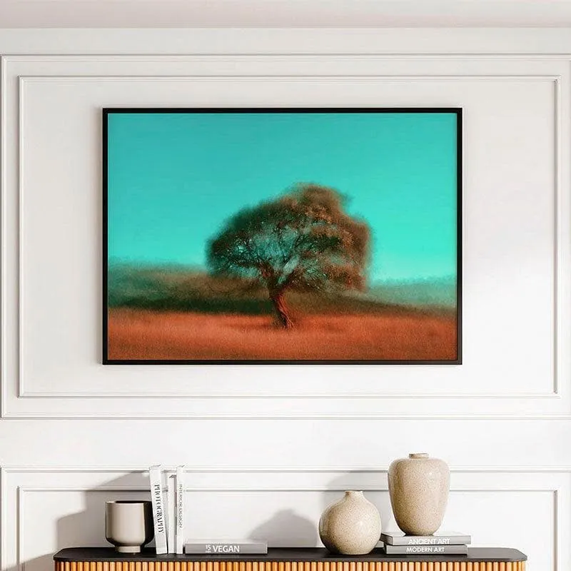 Tree Blossom Abstract Canvas Wall Painting - Black Frame media 1