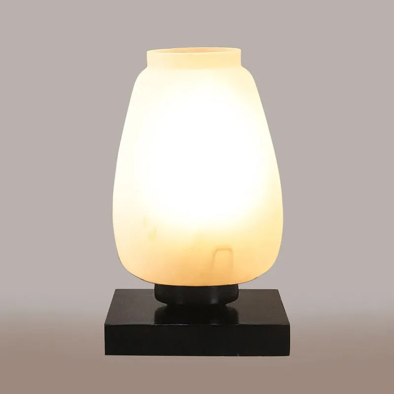 Lumix Glass Table Lamp With Wooden Base - White media 7