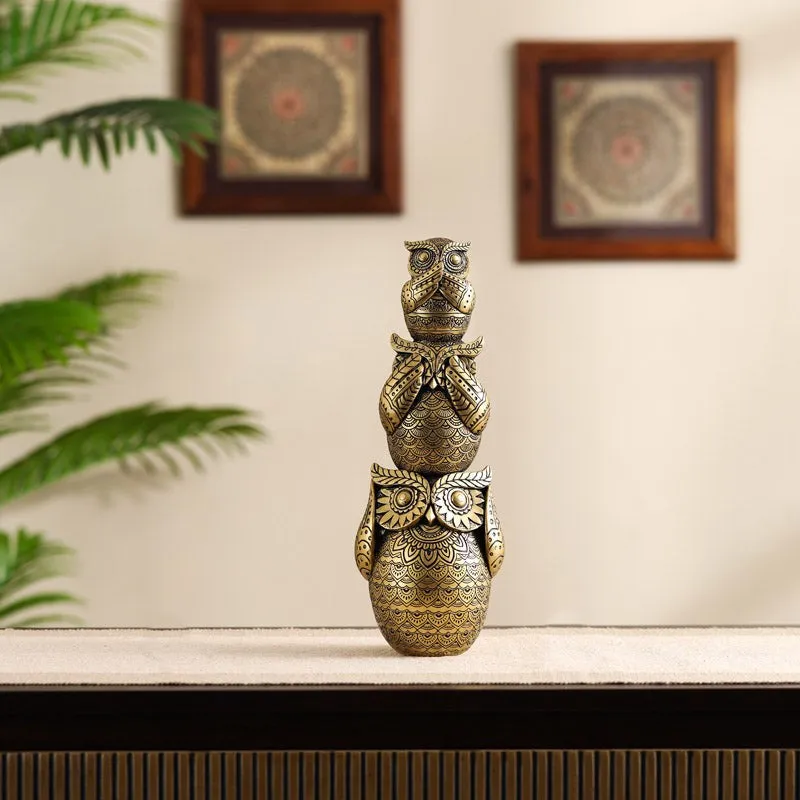 Three Wise Owl Ornate Showpiece media 6