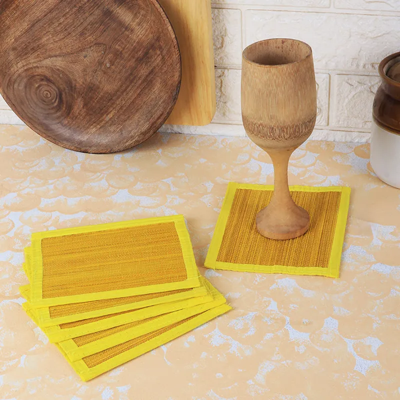 Woodland Nest Bamboo Coaster (Yellow) - Set Of Four media 1