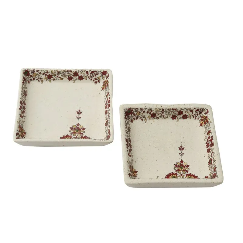 Mudleaf Multicolor Square Stoneware Platter - Set of Two media 3