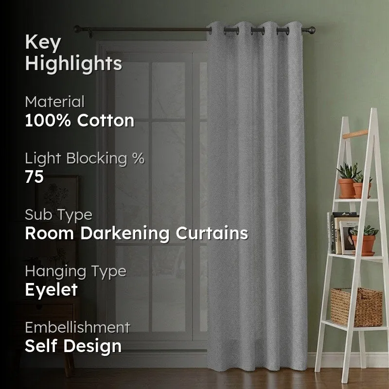Form Ease Cotton Room Darkening Curtains - Grey media 2