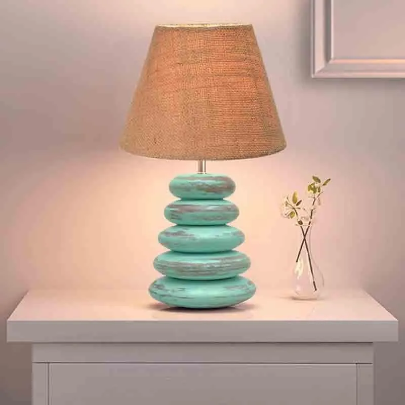 Amber Pebbles Fabric Table Lamp - Blue,Brown media 1