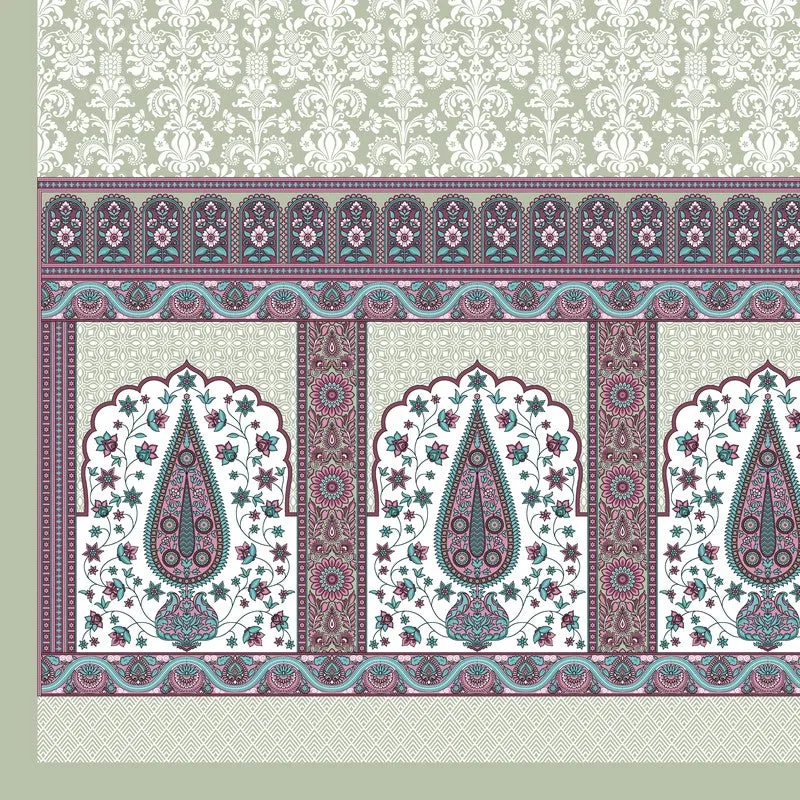 Ethnic Glow Cotton Bedsheet (Green,Brown) - 120 TC media 6