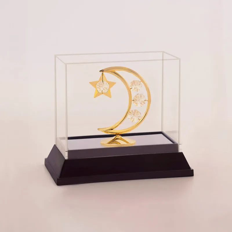 Silver Cresent 24K Gold Plated Mild Steel Showpiece media 3